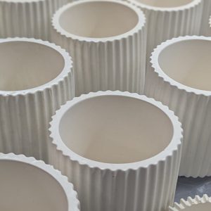 Ribbed Cylindrical Concrete Jar