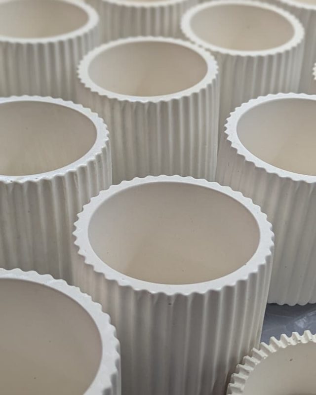 Ribbed Cylindrical Concrete Jar
